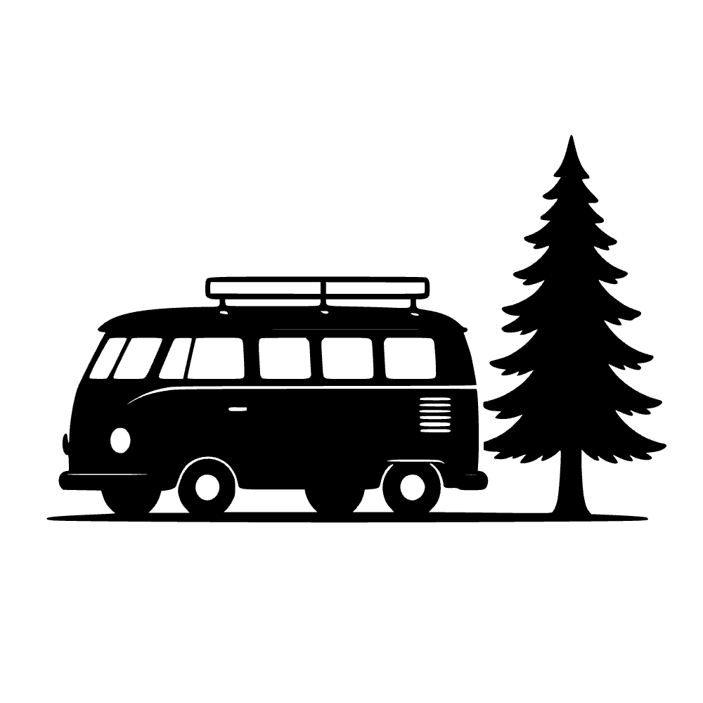 Retro Camper Van Silhouette SVG cut file preview