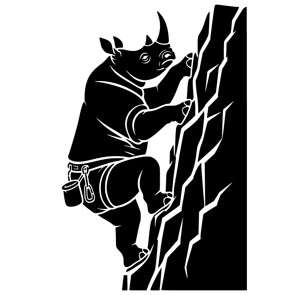 Rinoceronte escalando rocas — archivo SVG