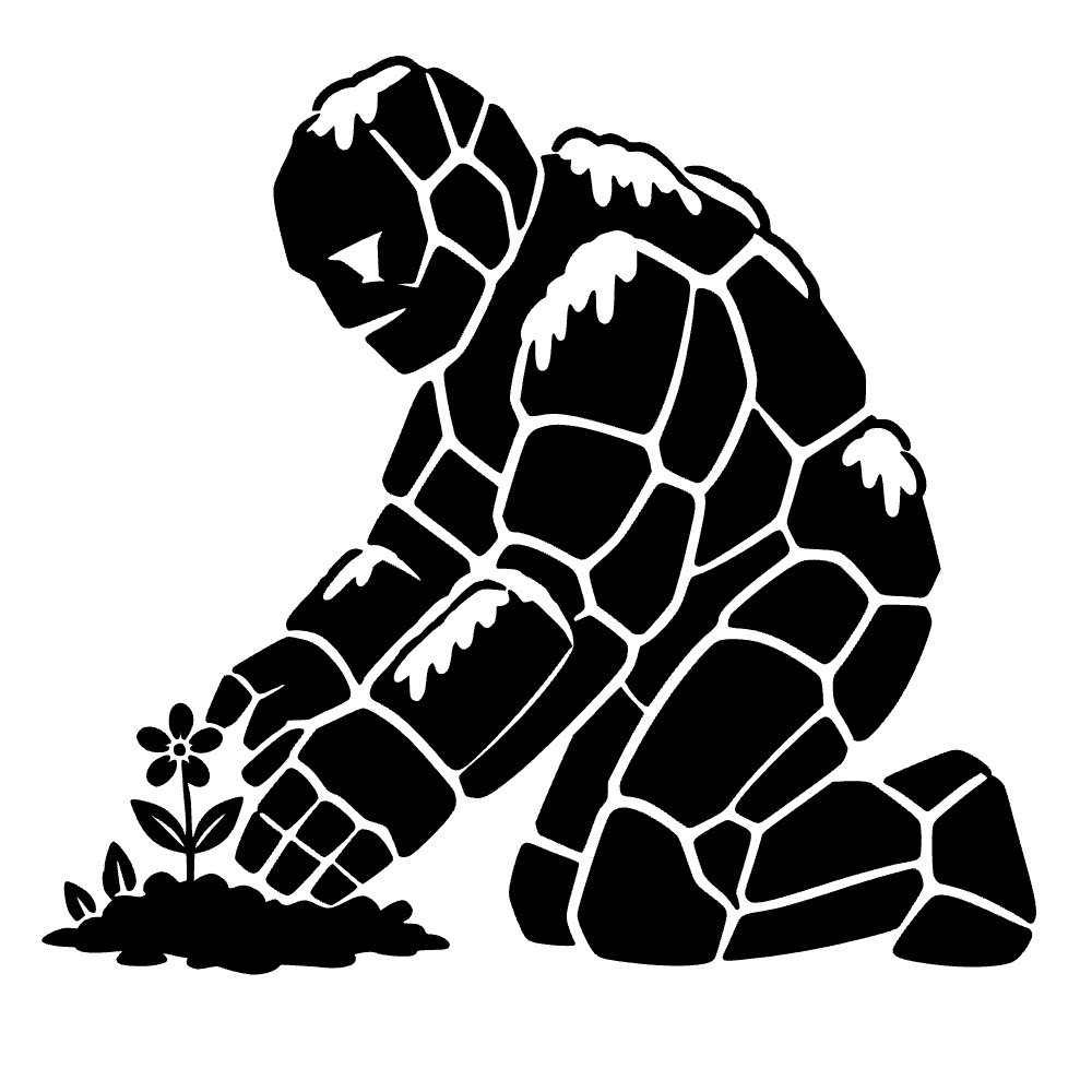 Golem de roca jardineando — vista previa del archivo SVG