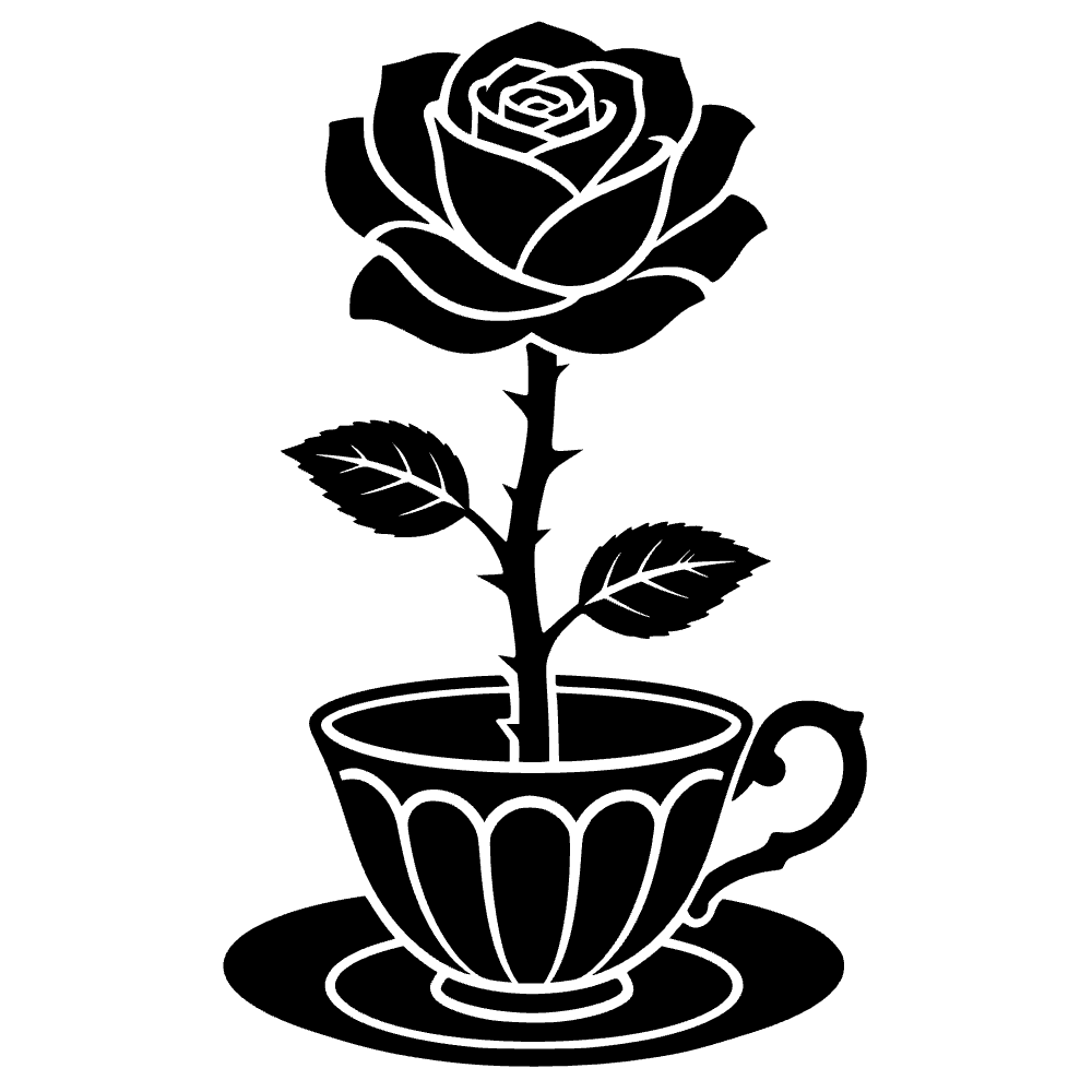 Rosa creciendo de una taza de té — archivo SVG