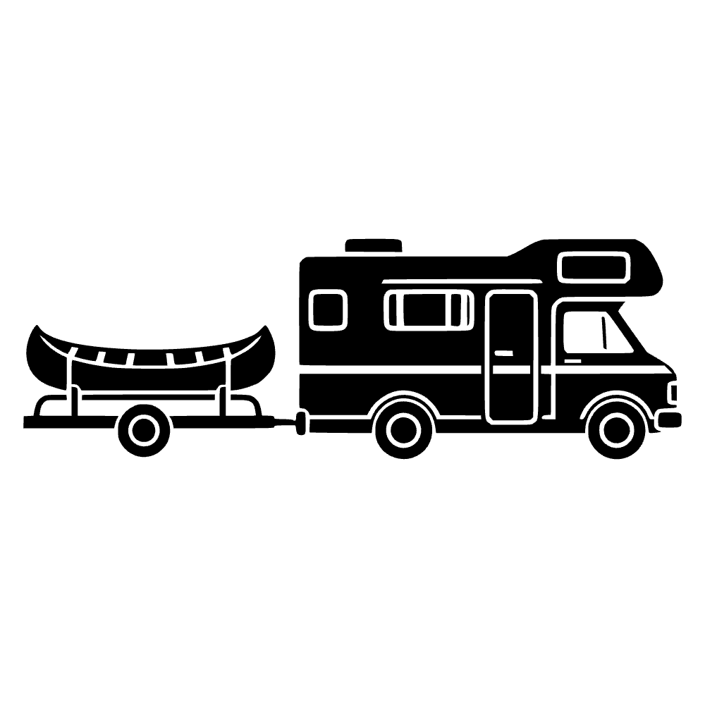 Autocaravana remolcando canoa — archivo SVG