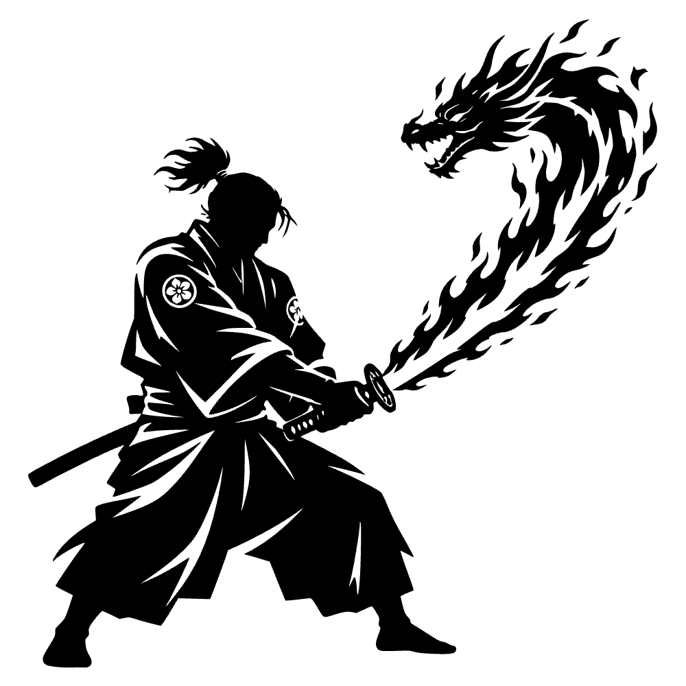 Samurái sosteniendo una katana — archivo SVG