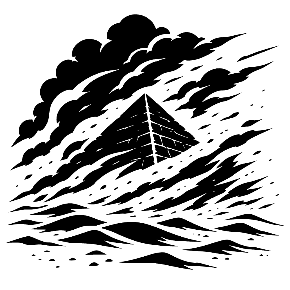 Tormenta de arena enterrando pirámide — archivo SVG