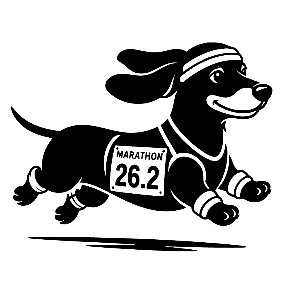 Perro salchicha en maratón — archivo SVG