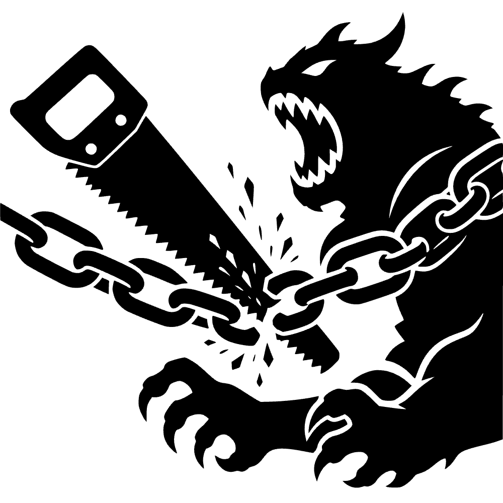 Sierra cortando una bestia — archivo SVG
