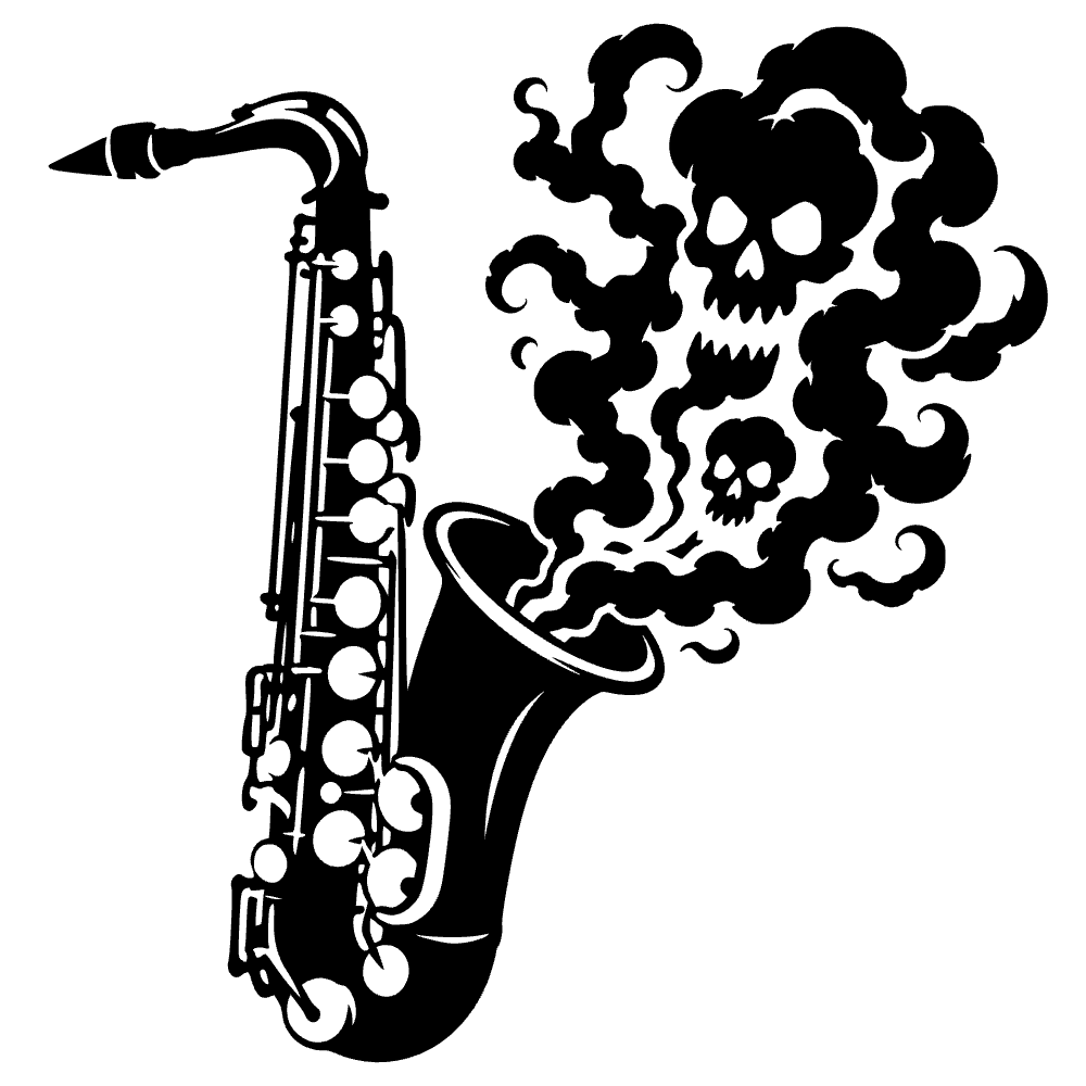 Saxophone Emitting Clouds SVG SVG cut file preview