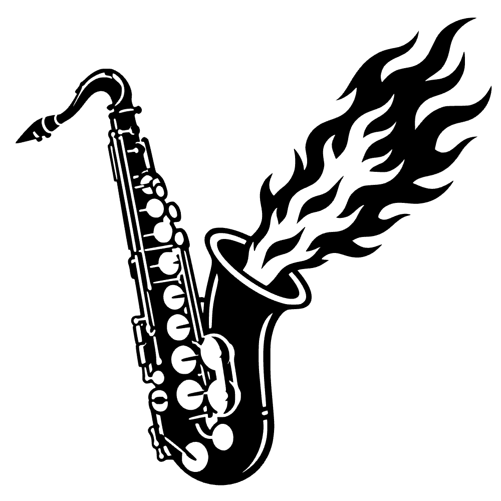 Saxofón disparando llamas — archivo SVG