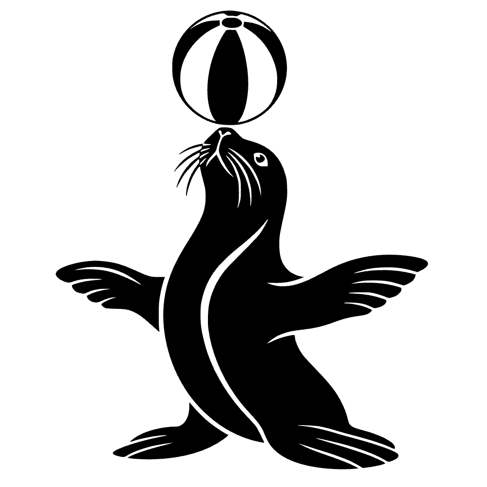 Foca equilibrando pelota de playa — vista previa del archivo SVG