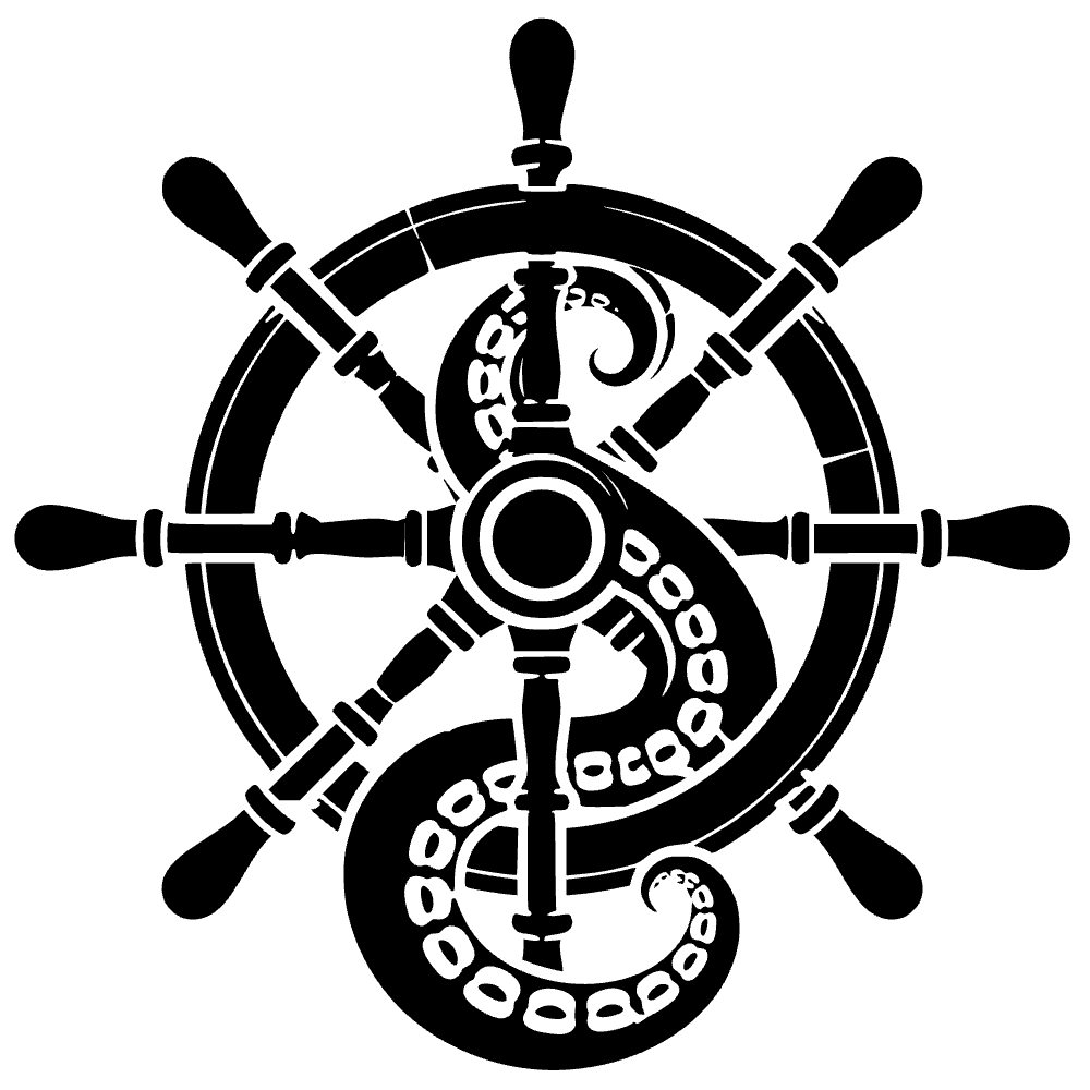 Kraken en timón de barco — archivo SVG