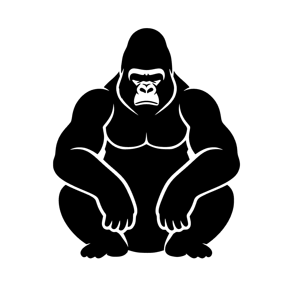 Gorila de espalda plateada sentado — archivo SVG