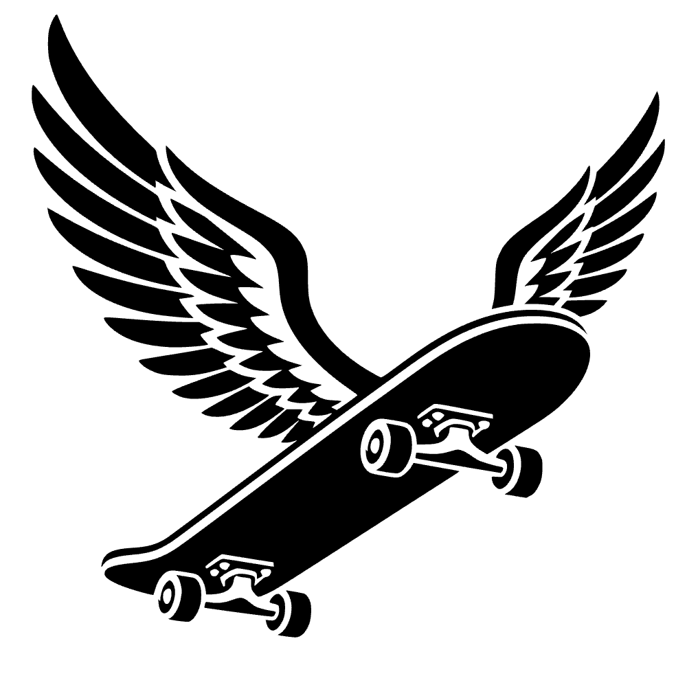 Skateboard Angel Wings SVG cut file preview