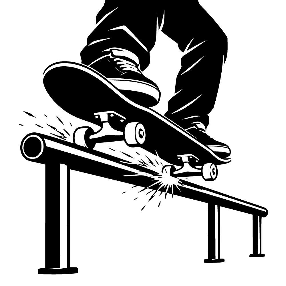 Ícono de patineta en grind — vista previa del archivo SVG