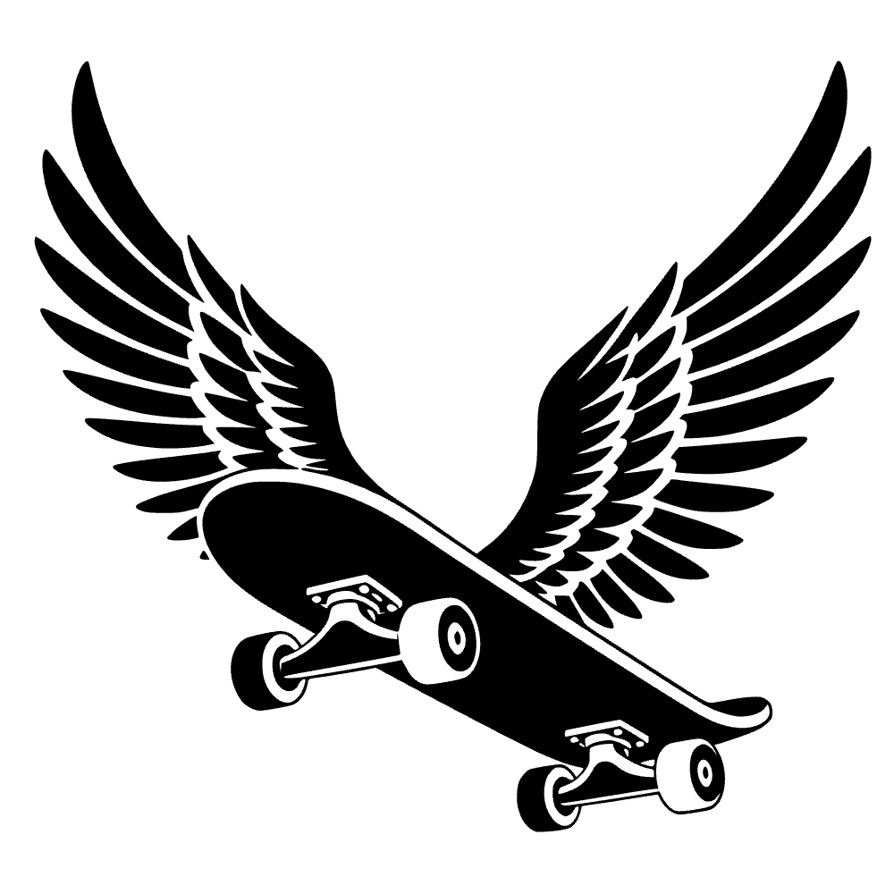 Skateboard Sprouting Wings SVG SVG cut file preview
