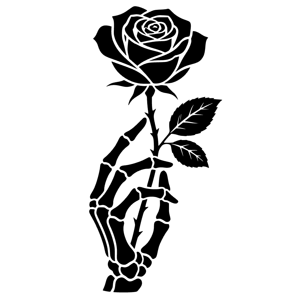 Skeletal Hand Holding Rose SVG cut file preview
