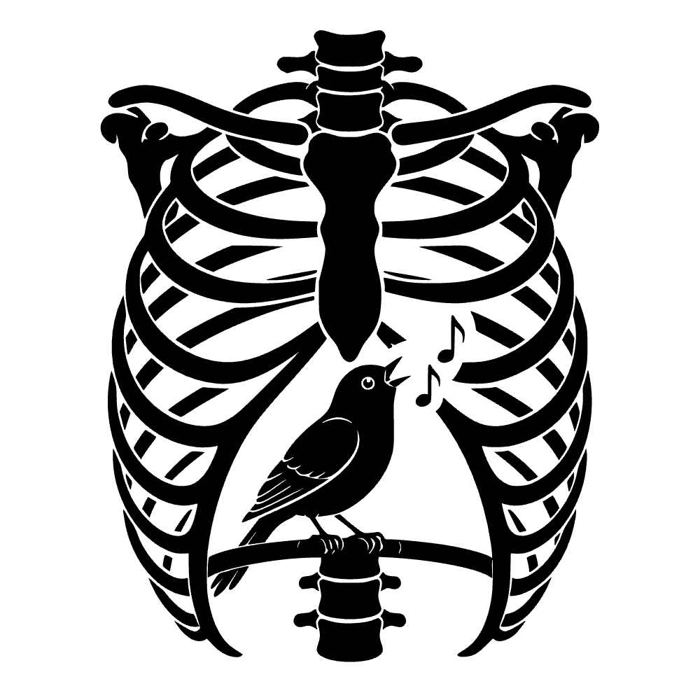 Jaula de pájaros con esqueleto — archivo SVG