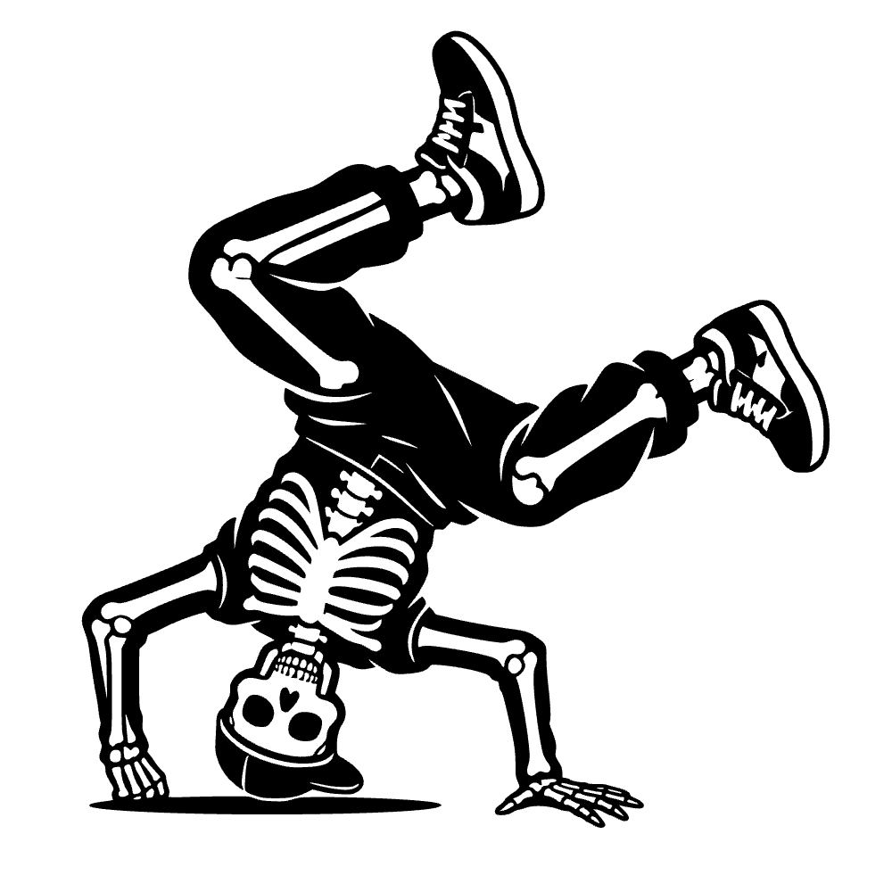 Skeleton Breakdancing SVG cut file preview