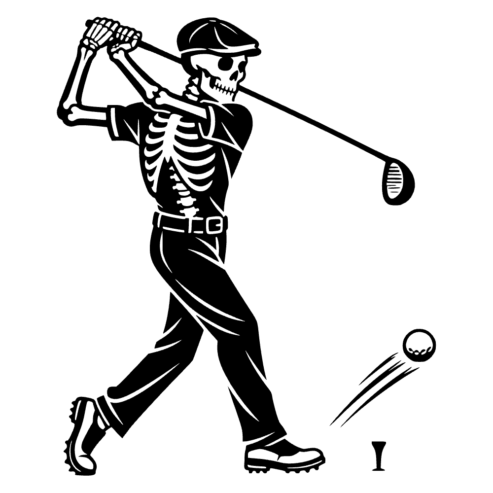 Esqueleto golfista en medio del swing — archivo SVG