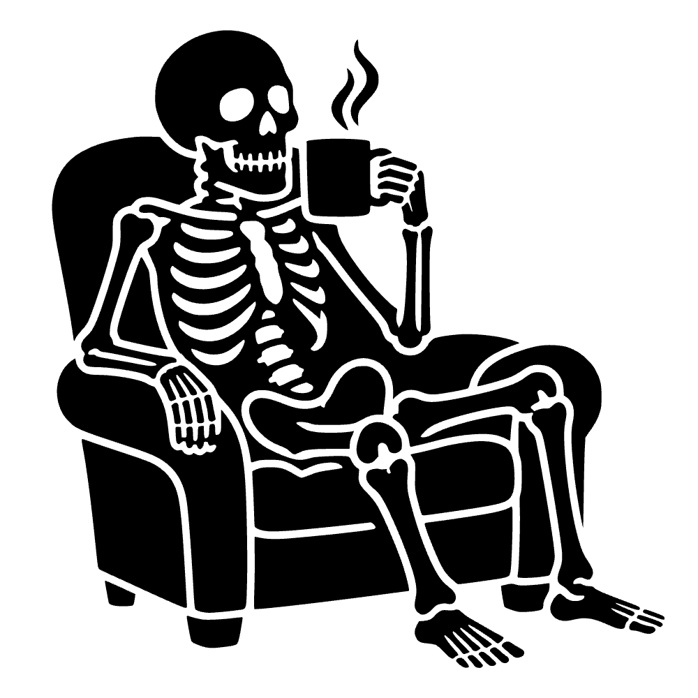 Esqueleto tomando café — archivo SVG