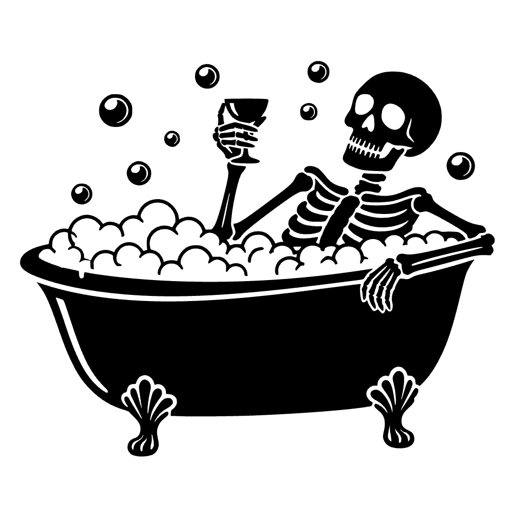 Esqueleto tomando baño de burbujas — archivo SVG