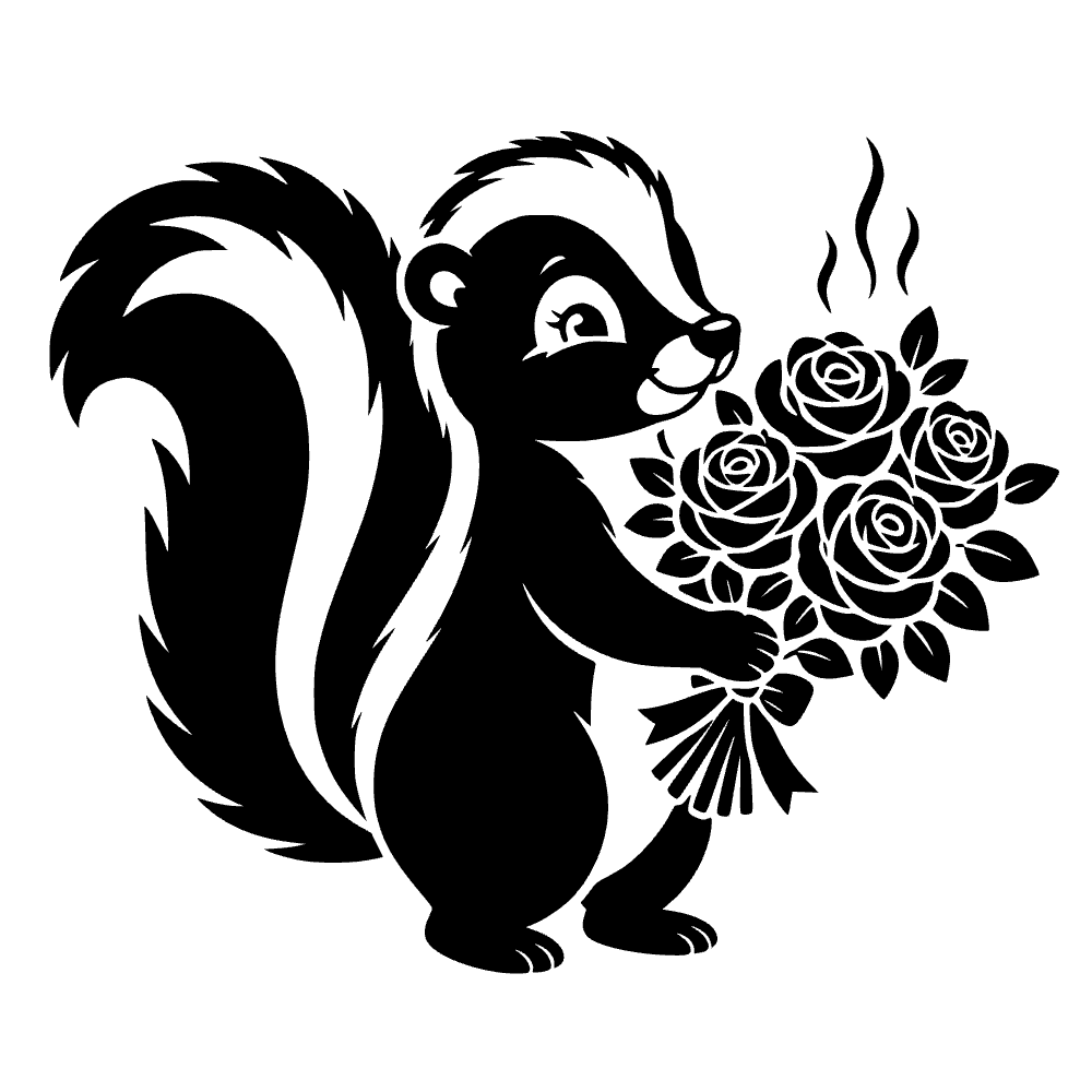 Zorrillo sosteniendo ramo — archivo SVG