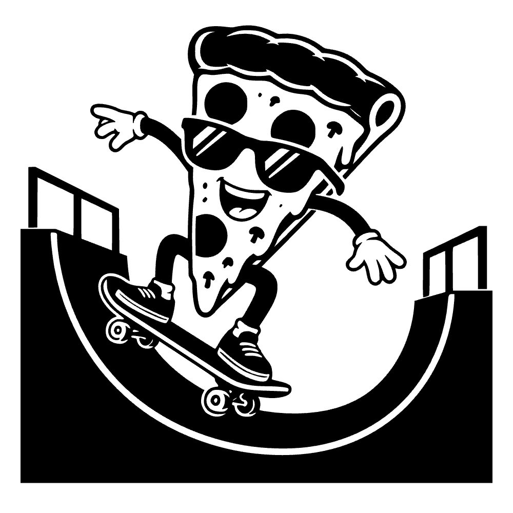 Slice Pizza Riding Skateboard SVG SVG cut file preview