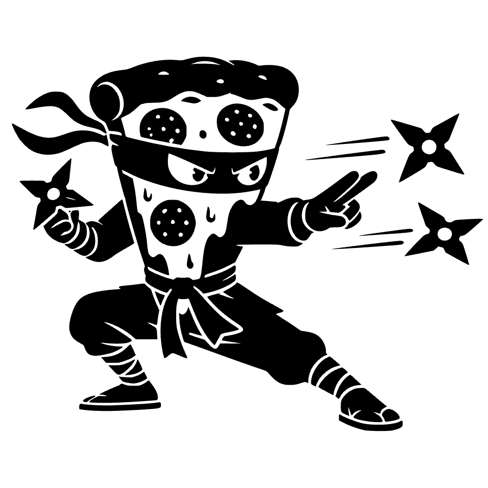 Ninja lanzando rebanada de pizza — archivo SVG