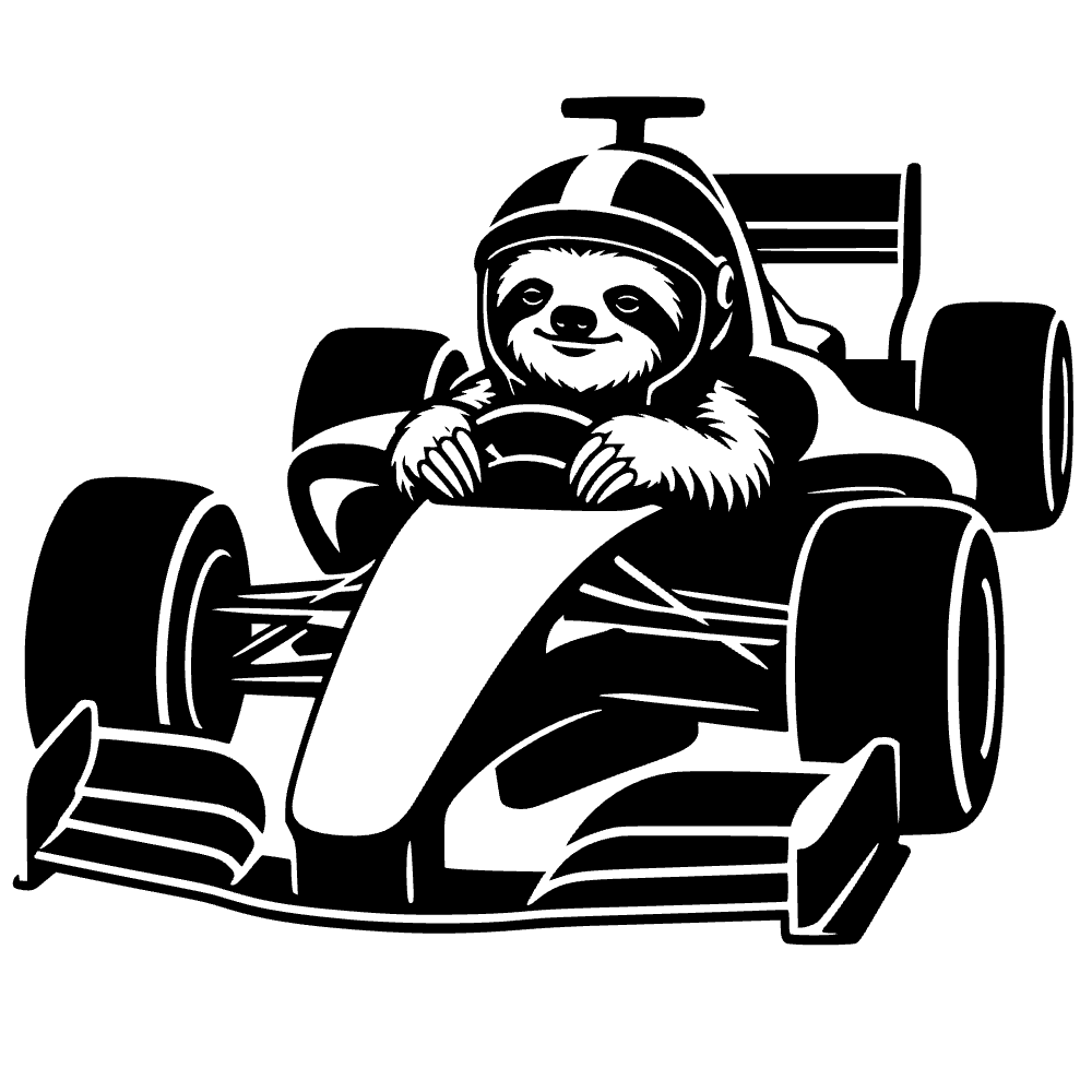 Sloth Driving Formula 1 SVG cut file preview