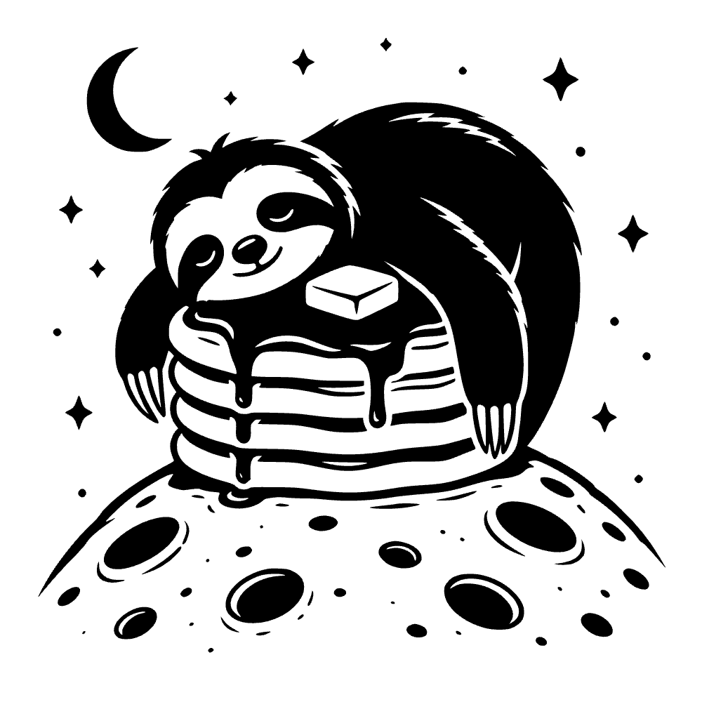 Perezoso durmiendo sobre pila de pancakes — archivo SVG