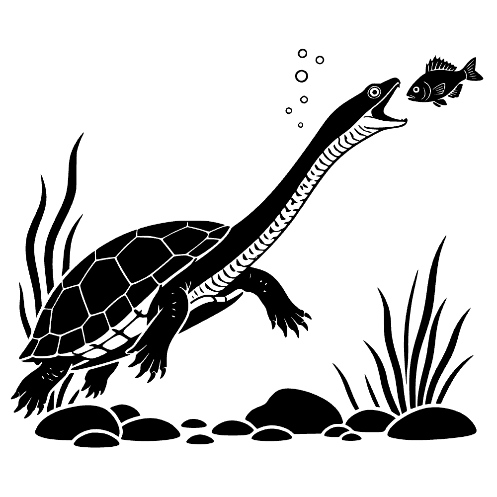 Tortuga de cuello de serpiente extendiéndose — vista previa del archivo SVG