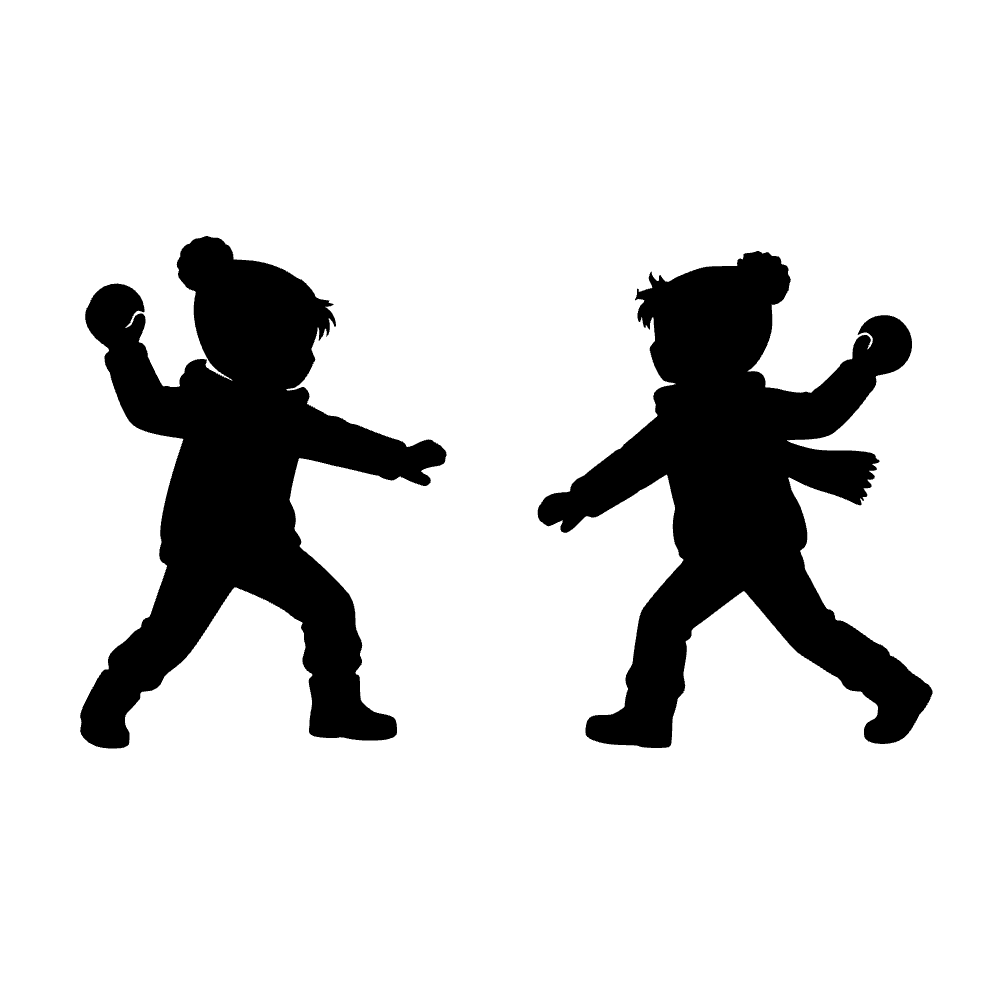 Niños en pelea de bolas de nieve — archivo SVG