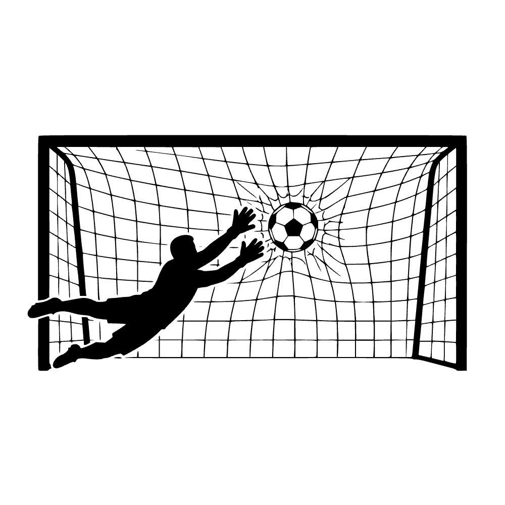 Balón de fútbol golpeando la red — archivo SVG