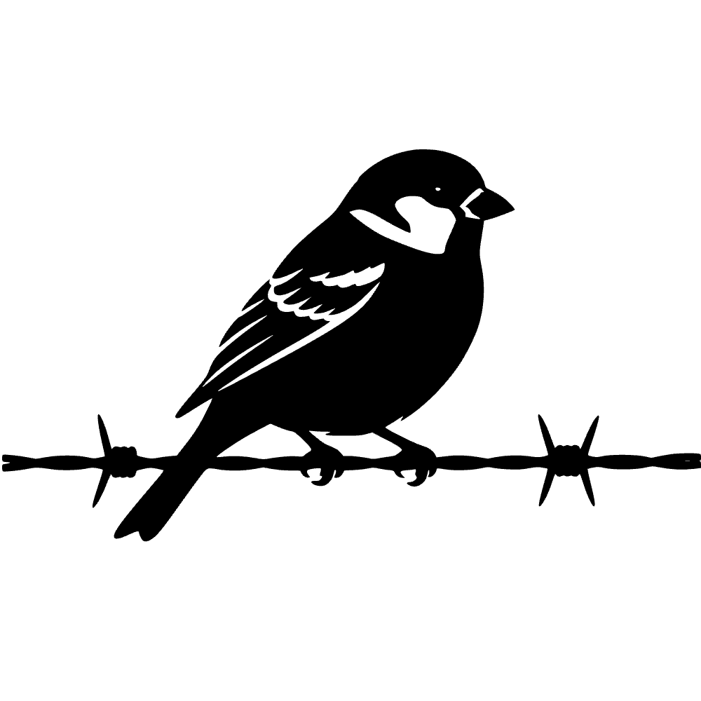 Gorrión posado en la cerca — archivo SVG