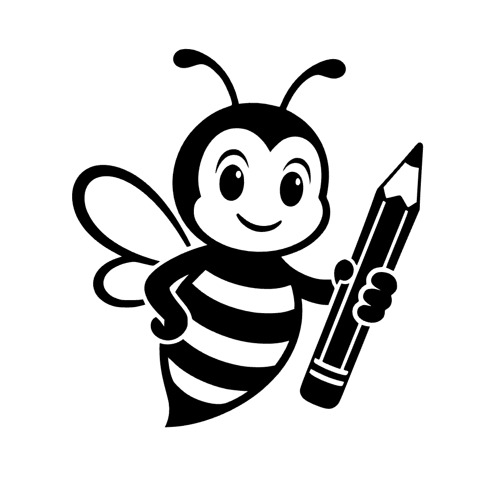 Abeja de ortografía sosteniendo lápiz — archivo SVG