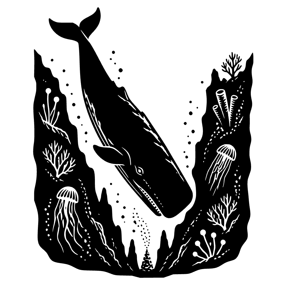 Ballena esperma buceando profundo — archivo SVG