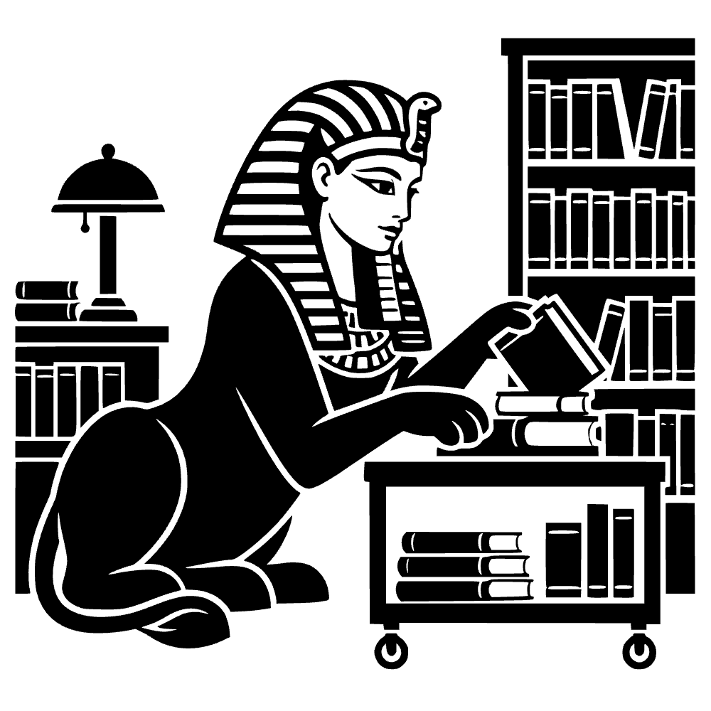 Esfinge trabajando como bibliotecaria — archivo SVG