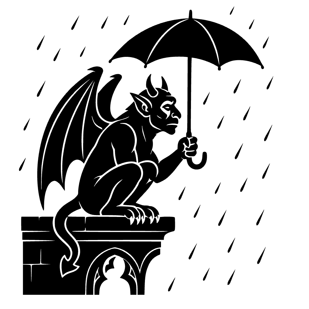 Stone Gargoyle Holding Umbrella SVG cut file preview