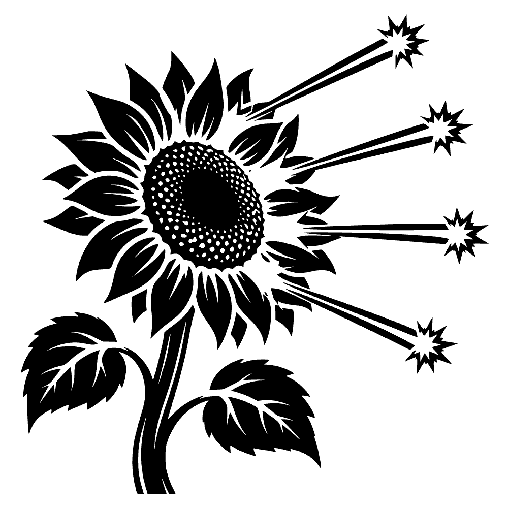 Girasol disparando rayos láser — archivo SVG