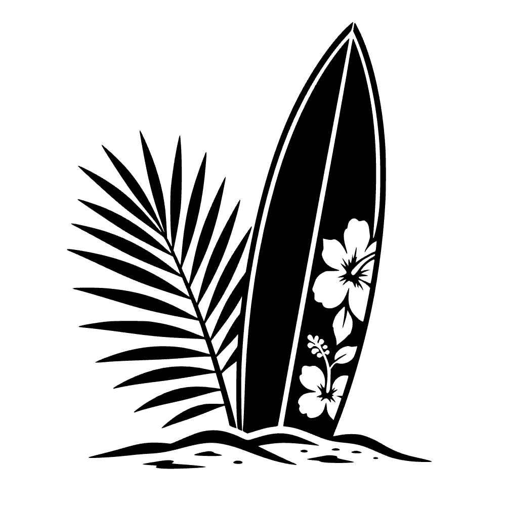 Tabla de surf clavada en posición vertical — archivo SVG