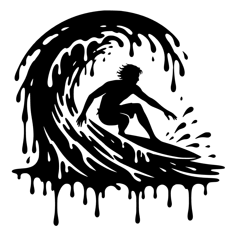 Surfer Riding Wave Icon SVG SVG cut file preview