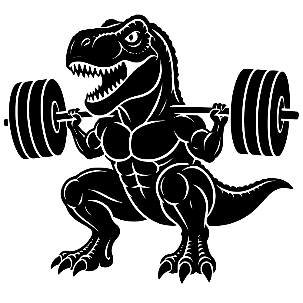 Tiranosaurio levantando pesas — archivo SVG