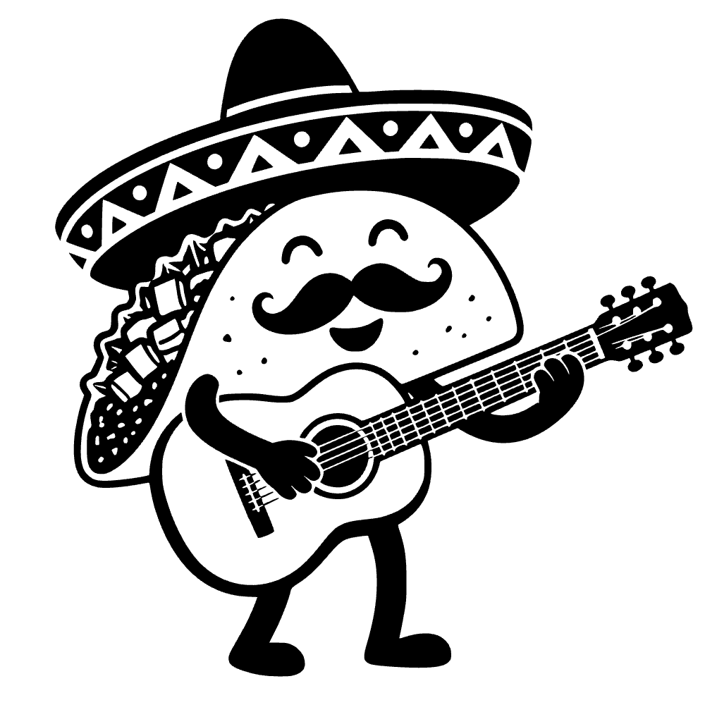 Taco Wearing Sombrero Strumming SVG SVG cut file preview