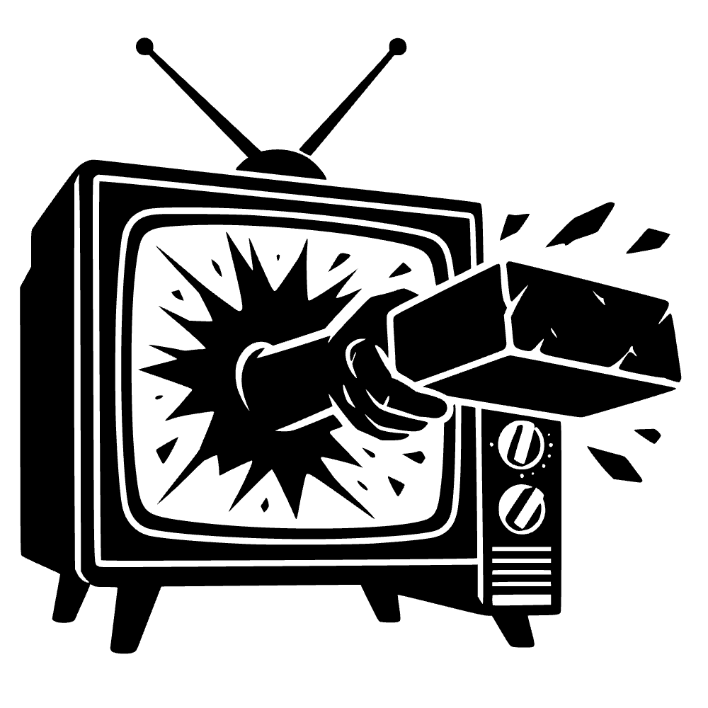 Televisor lanzando un ladrillo — archivo SVG