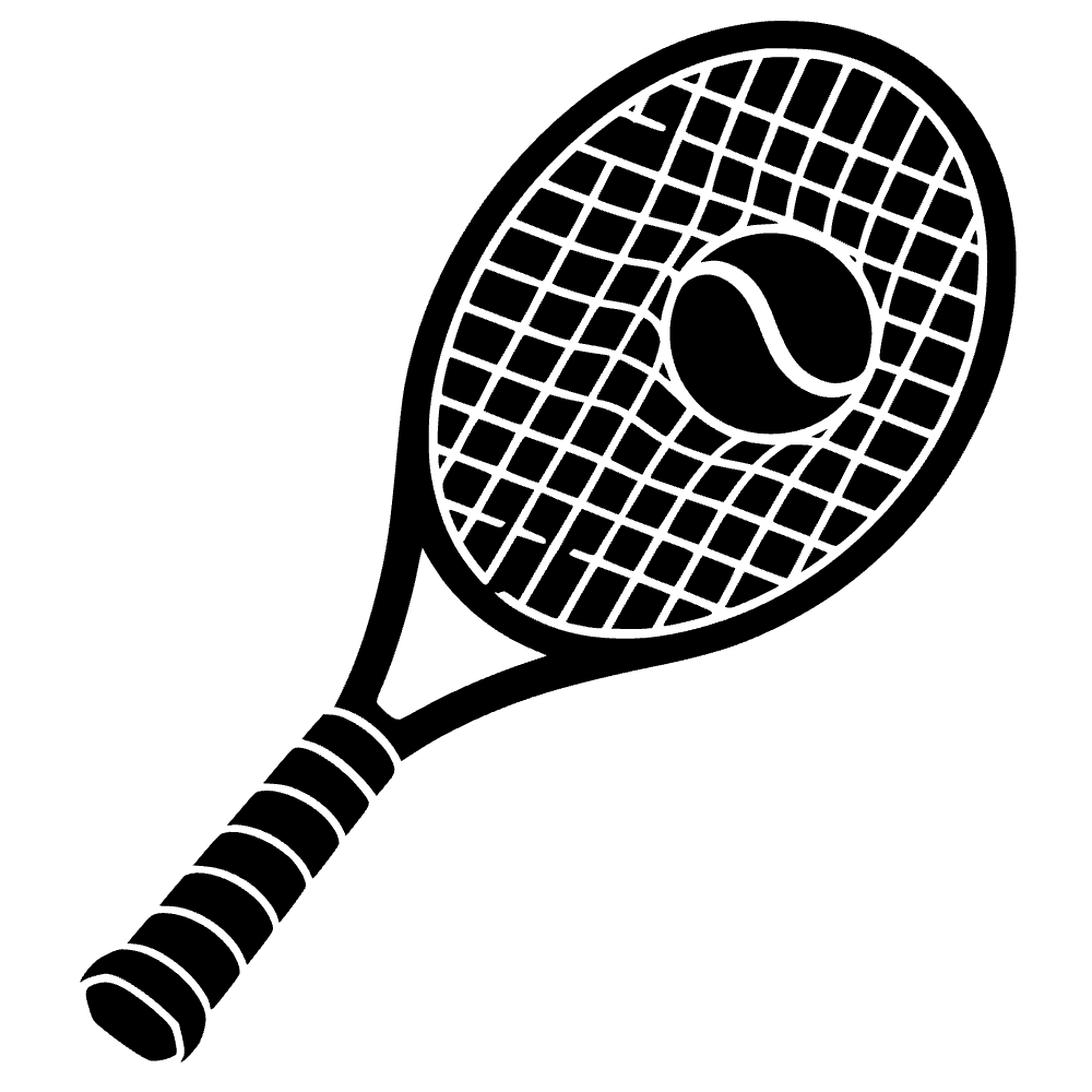 Raqueta de tenis golpeando una pelota — archivo SVG