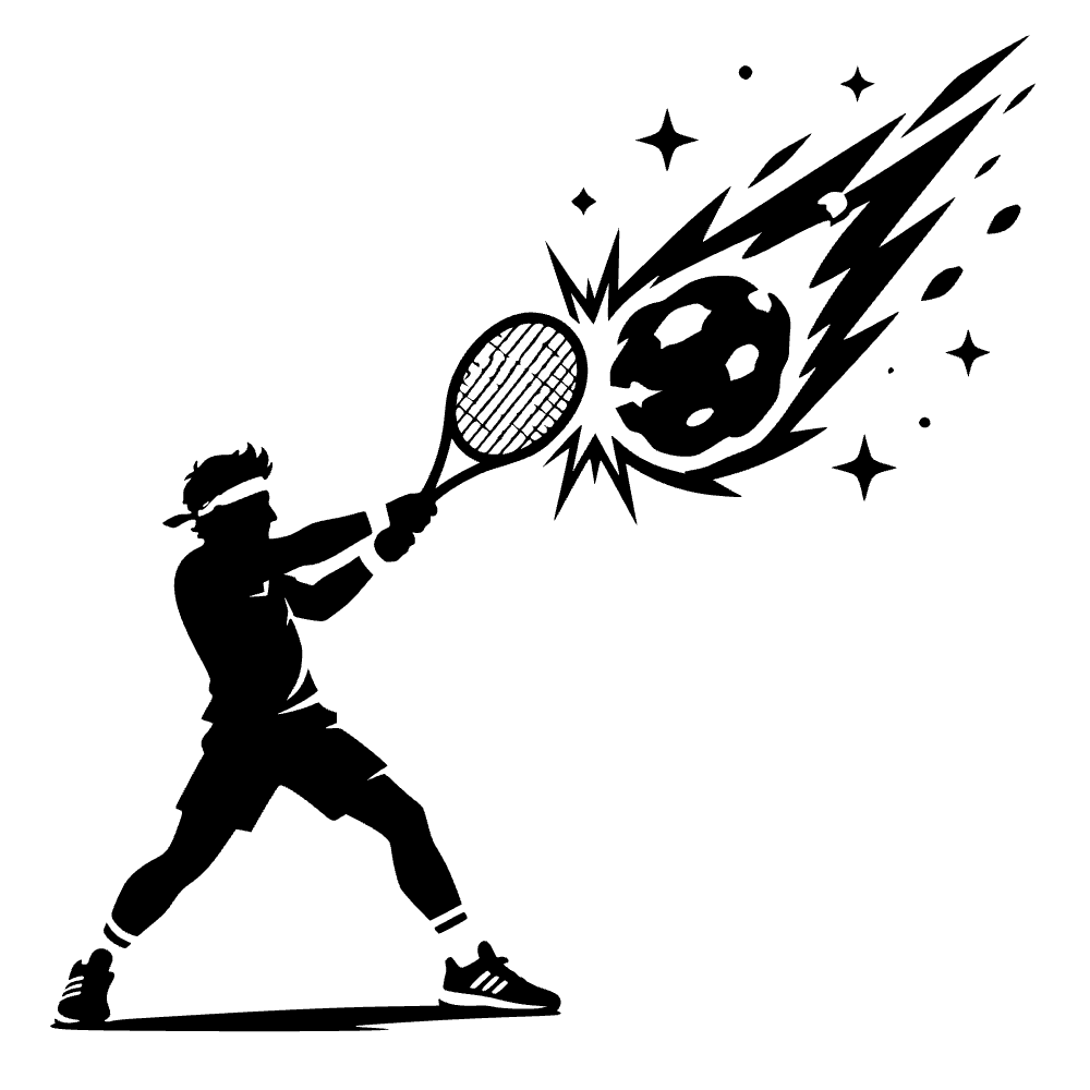 Raqueta de tenis ahuyentando meteorito — archivo SVG