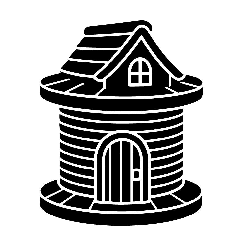 Casa diminuta en un carrete de hilo — vista previa del archivo SVG