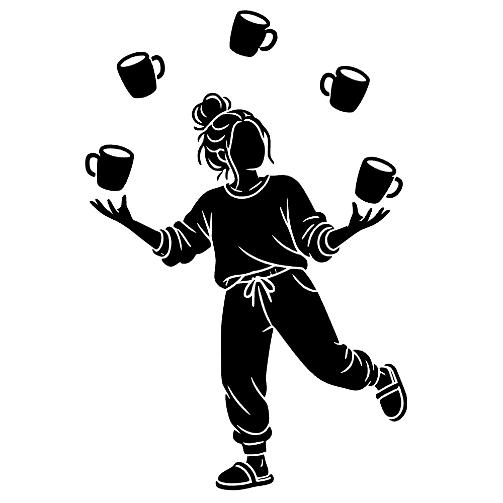 Padre cansado malabareando tazas — archivo SVG