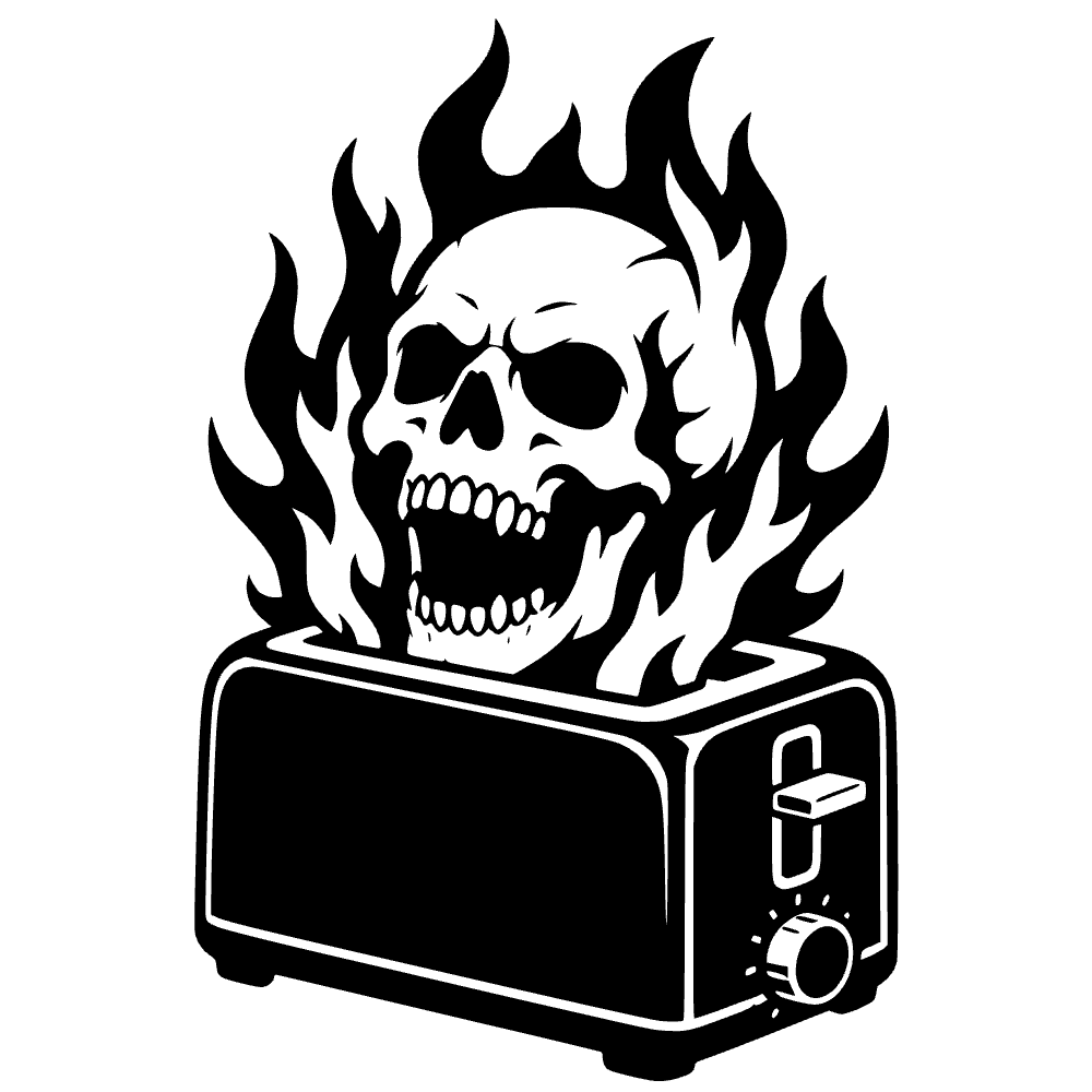 Toaster Popping Out Flaming Icon SVG SVG cut file preview