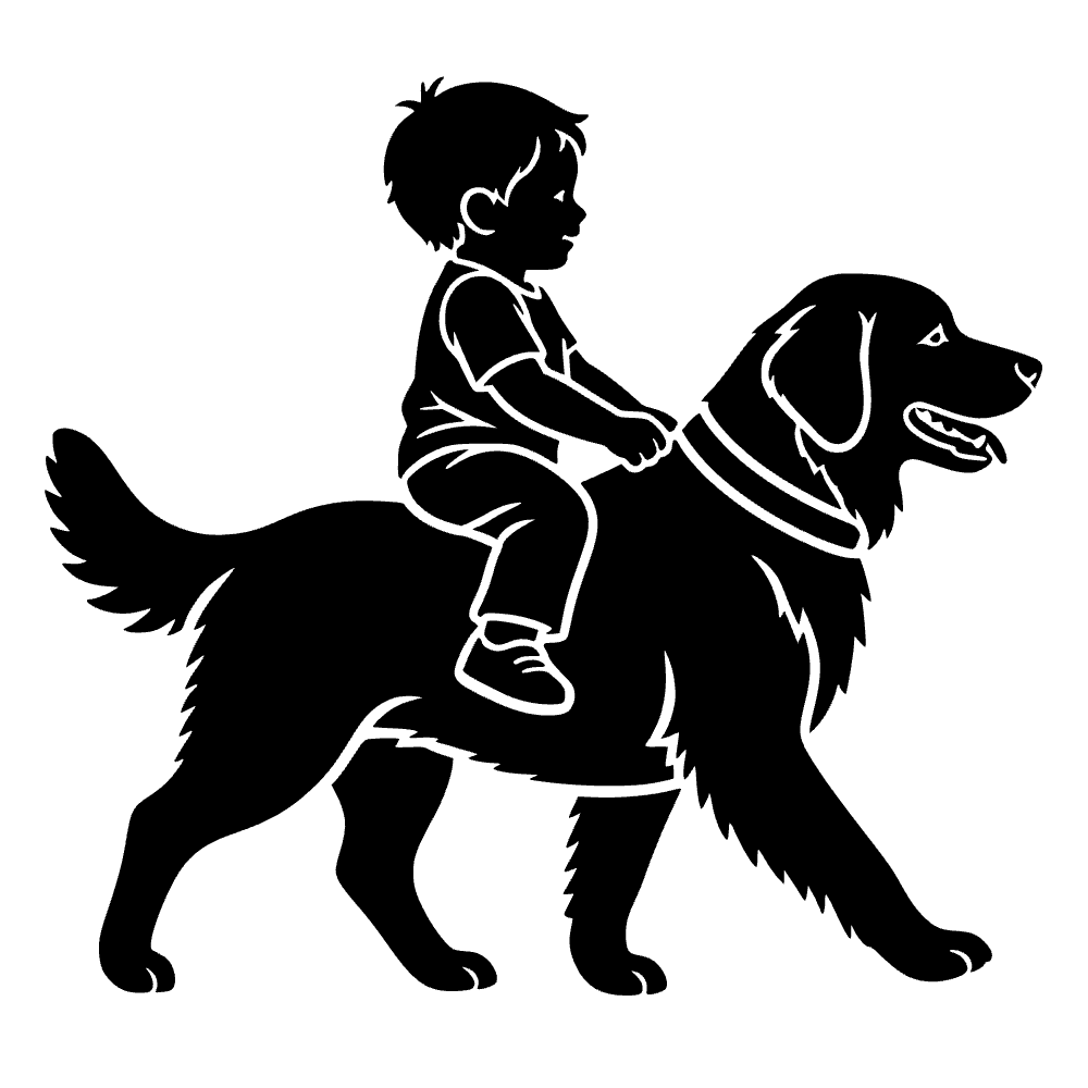 Niño montando un perro — archivo SVG