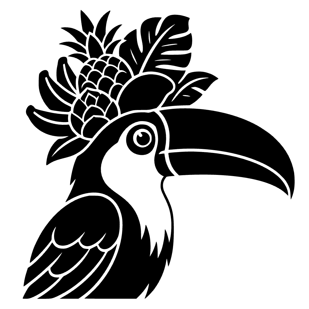 Tucán con corona de frutas — archivo SVG