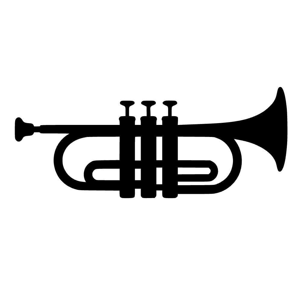 Trumpet Three Valves Silhouette SVG cut file preview